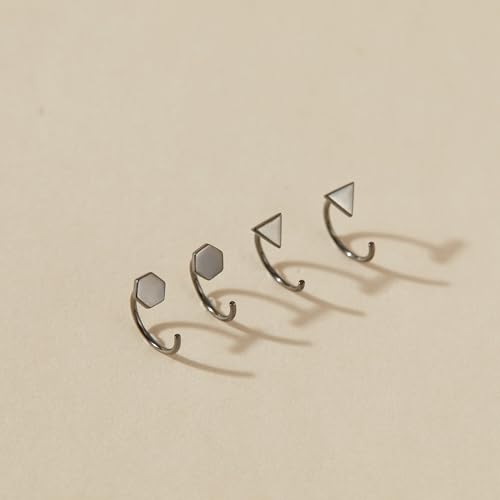 Image of CHIC & ARTSY 925 Sterling Silver Half Hoop Earrings for Women, Small Huggie Hoops Set with Ball Bar Star Moon Cross & Pearl, Lightweight Comfort Fit Everyday & Sleep Earrings
