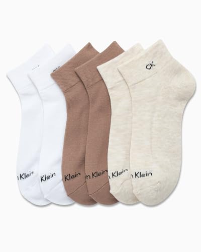 Image of Calvin Klein Quarter Socks for Women - 6 Pack Cushioned Ankle Socks - Quarter Cut, Breathable, Lightweight, Athletic Design