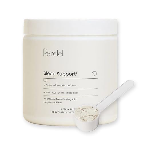 Perelel Sleep Support Magnesium Powder Blend with Lemon Balm, Relaxing Herbal Formula, Soy & Gluten Free, Non GMO, Honey Lemon Flavor, 2.43 Oz