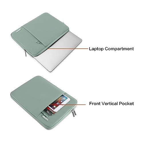 MOSISO Laptop Sleeve Bag Compatible with MacBook Air/Pro, 13-13.3 inch Notebook, Compatible with MacBook Pro 14 inch M3 M2 M1 Chip Pro Max 2024-2021, Polyester Vertical Case with Pocket, Antique Green - Image 3