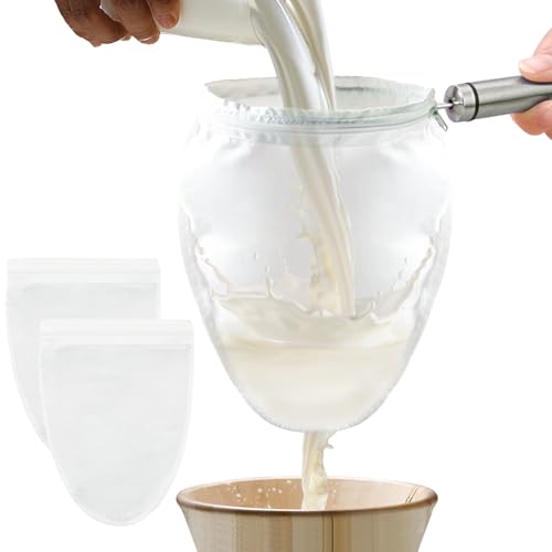 Image of FATCAT Fine Mesh Cheese Cloth, Fine Mesh Strainer Bags, Nut Milk Bag with Stainless Steel Handle, Cheesecloth for Straining, Turkey, Cooking, Cheese, NutMilk, Juices, S