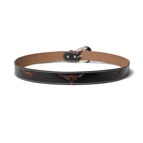 Image of Handcrafted Engraved Design Leather Belt with Embossed Buckle by N Z Overseas