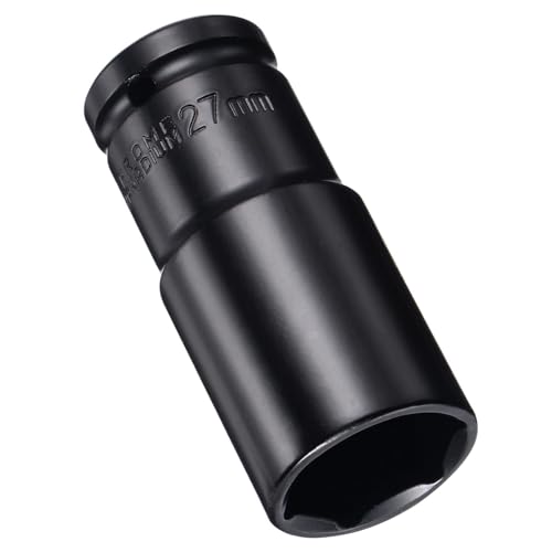 MACHSWON 2Pcs 1/2 Inch Drive - 27mm Deep Impact Socket with 6 Point Design, Heat-Treated Cr-V Steel 78mm Length, Metric Sizes