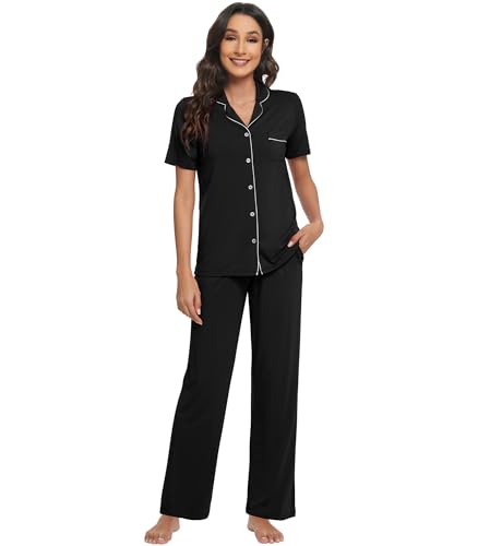 Image of WiWi Viscose from Bamboo Women's Pajamas Set Super Soft Button Down Top and Pants Sleepwear Cooling Pjs S-3X