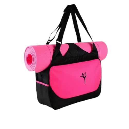 Borsa da yoga (senza tappetino) con supporto per tappetino, borsone sportivo multicolore, grande capacità, in nylon, borsa da palestra per fitness e danza (rosa)