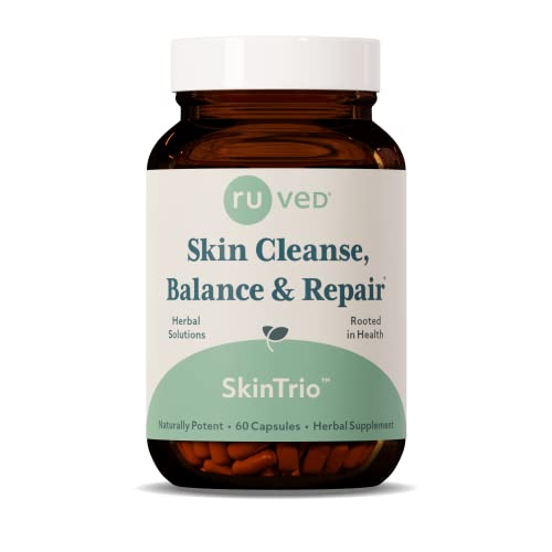R-U Ved Ruved Skintrio, Ayurvedic Supplement For Clear, Calm, Glowing Skin, Detoxification And Digestive Support With Neem, 60 Vegetarian Capsules. #TOP22