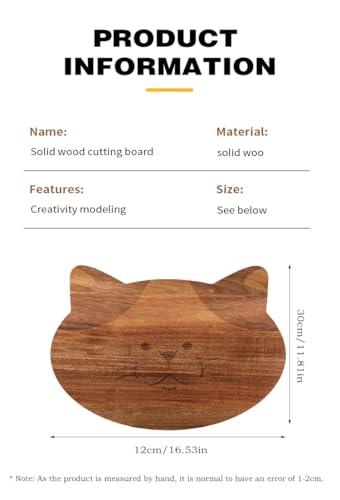 Tabla de Cortar de Madera de Acacia con Diseño de Gato, Uso en Cocina y Preparación de Alimentos, 42x30 cm miniatura 6