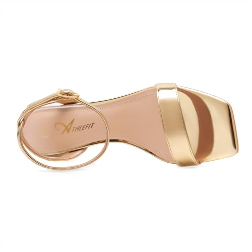 Athlefit Chunky Heels for Women Block Heeled Sandals Square Toe Ankle Strap Fashion High Heels for Prom3