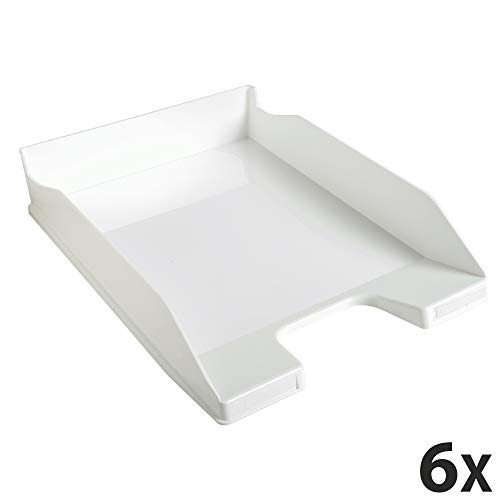 Exacompta 113213D 6er Pack Premium Briefablage Combo Midi DIN A4. Idealer Briefkorb für Ihre Organisation. Robuster und stapelbarer Ablagekorb Weiß glossy