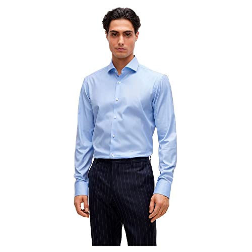 BOSS Herren H-JOE-spread-C1-222 Regular-Fit Twill-Hemd aus Stretch-Baumwolle Hellblau 40 BOSS Herren H-JOE-spread-C1-222 Regular-Fit Twill-Hemd aus Stretch-Baumwolle Hellblau 40