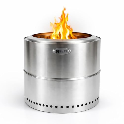 Heat Rokfri Cesta de Fuego Sin Humo - Chimenea de Mesa - Fogón de Exterior - 40x40x35cm - Acero Inoxidable