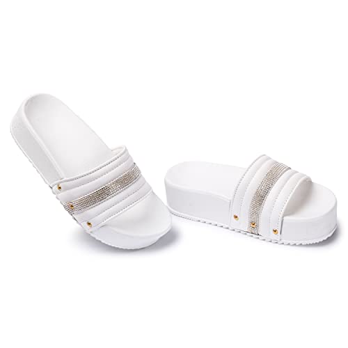 Image of Longwalk Women High Sole Sandal, Stone Chain Wedges for Girls