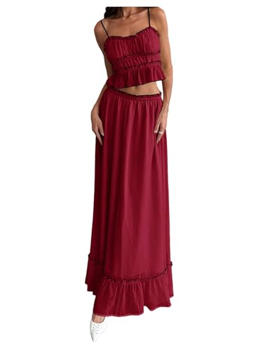 SOLY HUX Women's Skirt Sets 2 Piece Outfits Contrast Trim