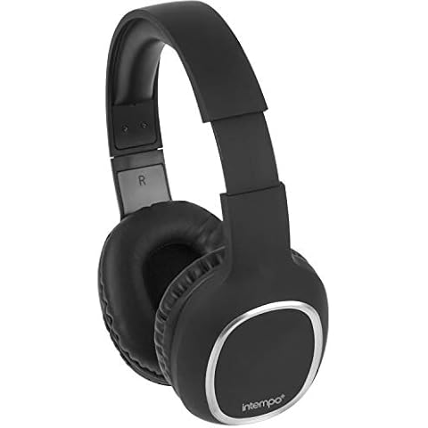 INTEMPO EE5095BLKSTKEU Wireless Over Ear Bluetooth Headphones with Superior Sound, Cushioned Ear Cups for Travel, Home and Office, 10 m Wireless Range, 3 Hours Playtime, Rechargeable Battery, Black Cover