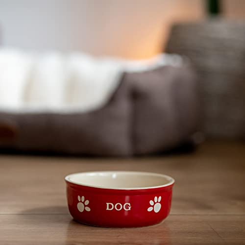 Nobby Hunde Keramiknapf Dog, rot/beige 12 X 12 X 3,7 cm, 1 Stück