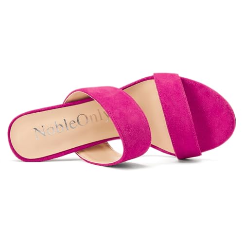 Image of NobleOnly Womens Round Open Toe Heeled Sandals Two Strap Stiletto High Heel Sandals Backless Dress Slip-on Mules Sandals 3.9 Inches Heels