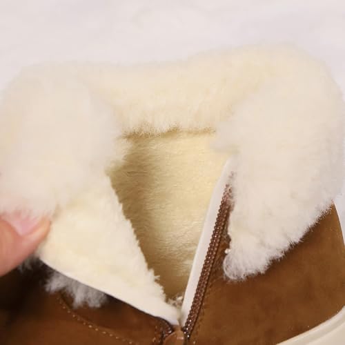 Snow Boots for Women Suede Faux Fur Lining Ankle Boot Slip on Memory Foam Comfort Booties, Water Resistant Warm Winter Ankle Booties Fleece Fuzzy Cozy Indoor House Shoes4