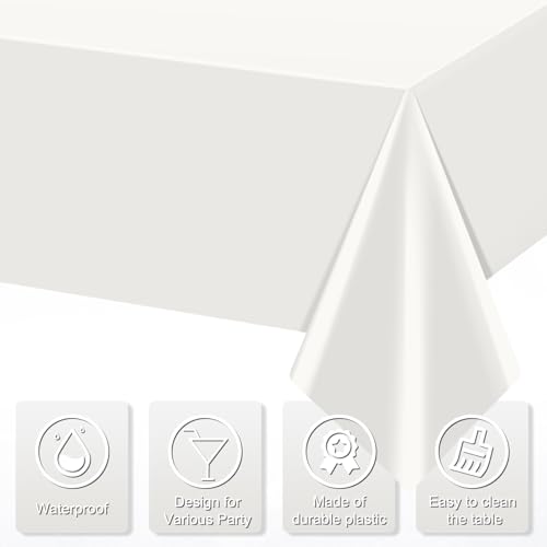 Nappe blanche jetable rectangle 137x274 cm en plastique imperméable - Lot de 3 - 4