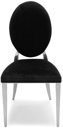 Luxury Black Oval Back Glamour Chrome Art Deco Shabby Chic Wedding Reception Dressing Dining Chair