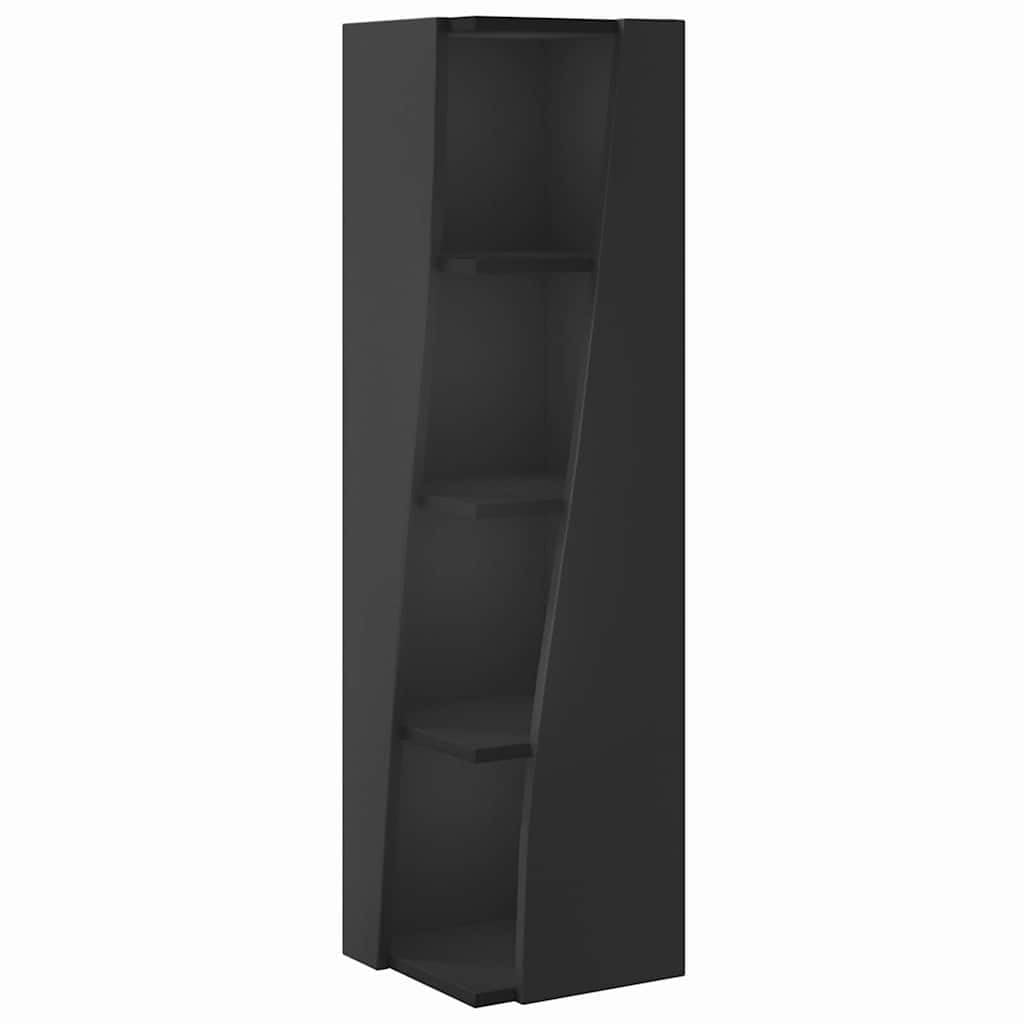 Armario esquinero negro 27,5 x 27 x 102 cm madera 4 compartimentos