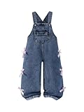 GORGLITTER Girl's Overalls Jeans Denim Cute Fashion Trendy Bow Wide Leg Dungarees Denim Pants Jumpsuits Medium Wash 5T