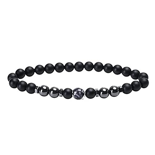 Bracelet en pierres pour femmes aux perles noires de 6mm, finition extensible haut de gamme