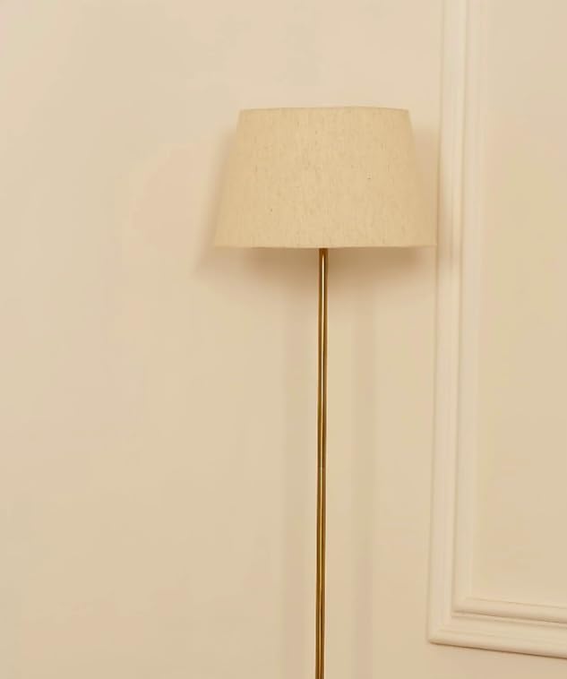 Antique Brass Floor Lamp, 52 Inch Standing Modern LED Light with Off-White Lampshade for Living Room Corner, Home, Hotel and Office (Pack of 1)