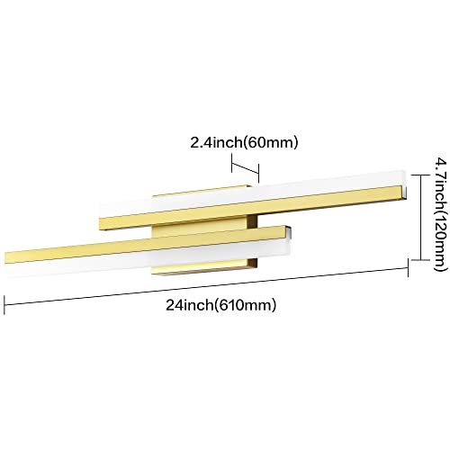 Image of PRESDE 24 inch LED Vanity Light Bar, Modern Brushed Gold Bathroom Light Fixtures Over Mirror