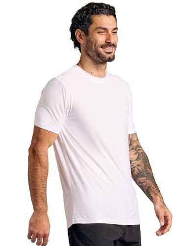 True Classic Mens Workout Shirts, Short Sleeve, White, XL