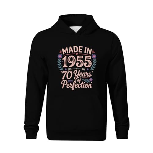 Kids Made in 1955 70 Years of Perfection - 70th Birthday Boys Girls Lightweight Kangaroo Pocket Fleece Hoodies2