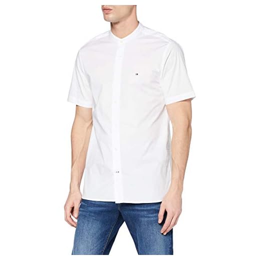 Tommy Hilfiger Herr stretch poplin tröja S/S tröja, Vit, M