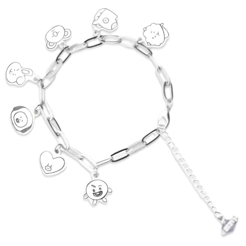 DEFGNOP BTS pulsera de acero inoxidable, grupo de chicos a prueba de balas pulsera unisex, coreano encanto pulsera, para los fans
