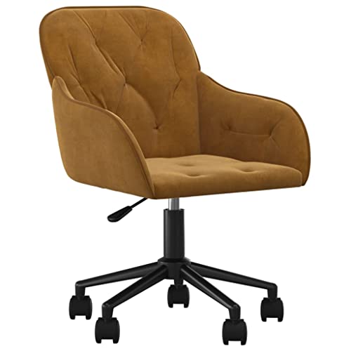 vidaXL Chaise pivotante de Bureau Marron Velours