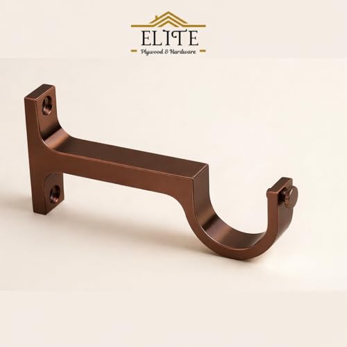 Image of Elite Aluminum Curtain Rod Brackets - Heavy-Duty Wall Mount Clamps for Curtain Rod Support for Door and Window Curtain Rods with Screw and Wall Plug - Pack of 2PCS (Rose Gold)