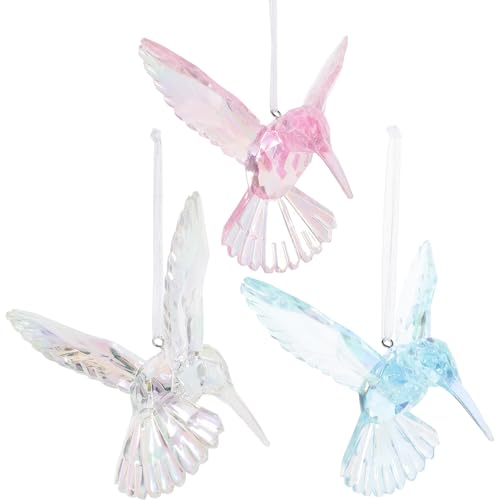 IMIKEYA Adornos Colgantes Delicada y Realista de Colibrí Acrílico Transparente 3 Diseño Fino y Elegante para Techo de Boda o Repisa de Chimenea