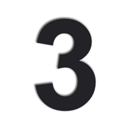 QT Modern House Number - 6 Inch BLACK - Stainless Steel (Number 3 Three), Floating Appearance, Easy to install and made of solid 304
