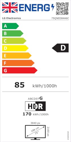 LG 75QNED84A6C - TV 75", 4K QNED EVO, Smart TV, WebOS 25, processeur puissant et intelligent, Super Upscaling, Dolby Dilgital Plus, Alexa/Google Assistant, noir