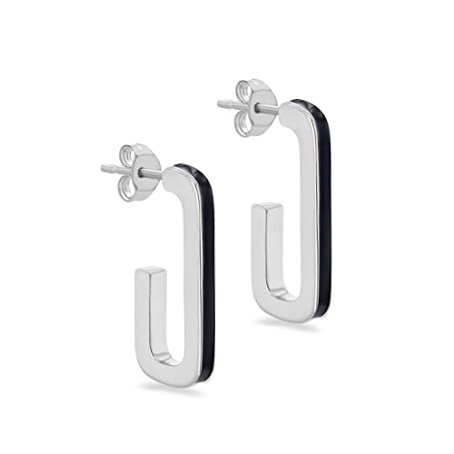 Boucles d'oreilles J argent massif émail noir légères anti-irritation pour femme