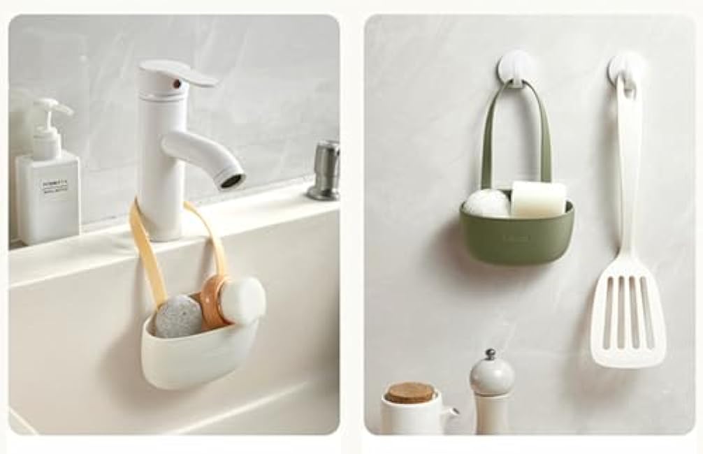 Kitchen Sink Caddy Sponge Holder Hang Basket for Scrubber Dish Brush Soap Holder Pocket Kitchen Accessories Organizer (Single Basket,2pcs)