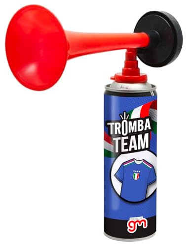 Magazzini GM Tromba Team, Tromba da Stadio con i Colori della Squadra del Cuore, Avvisatore Acustico per Eventi Sportivi e Nautica, 300ml (Tromba Completa, Italia)