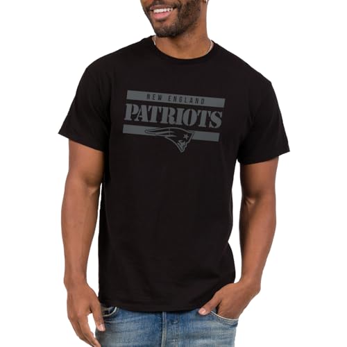 Junk Food NFL - New England Patriots - Stencil Block - Officially Licensed Adult Short Sleeve Fan Tee for Men and Women