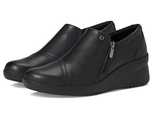 Image of Clarks Womens Suttyn Zip | Leather, Cushioning, Zipper, Casual, Zipper