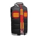 Chaleco térmico, chaqueta térmica eléctrica USB, ropa térmica inteligente para hombres, chaleco sin mangas para exteriores, chaleco de senderismo (negro, S)