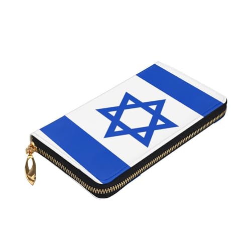 Israeli Flag Prints Leather Long Clutch Wallet for Fashionable Girls and Women - Durable, Stylish, and Functional, Black, One Size3