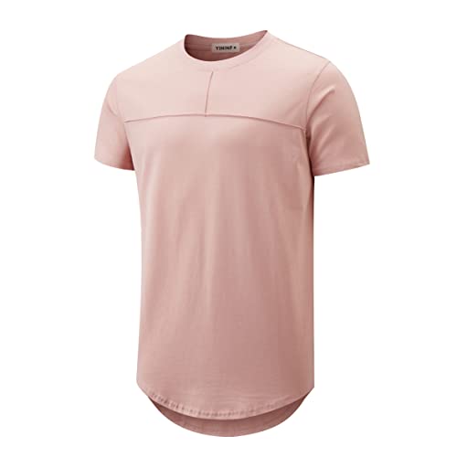 Image of YININF Men's T-Shirts Hipster Short Sleeve Solid Color Crew Neck Cotton Soft Fitted Tees