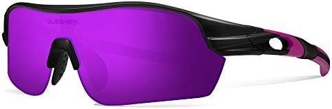 Queshark Polarized Sports Sunglasses with 4 Interchangeable Lenses for Men Cycling Running Driving Fishing Golf Baseball Glasses QE0047