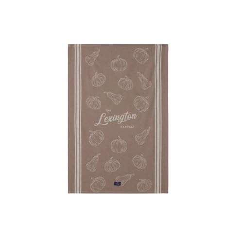 LEXINGTON Organic Cotton Jacquard Kitchen Towel, marrón/beige, 50 x 70 cm