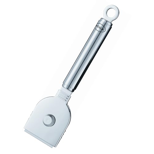 RÖSLE Reiniger für Glaskeramik-Kochflächen, Hochwertiger Schaber zur Reinigung von Ceranfelder, Edelstahl 18/10, verstellbare Befestigungsschraube, Klinge wechselbar