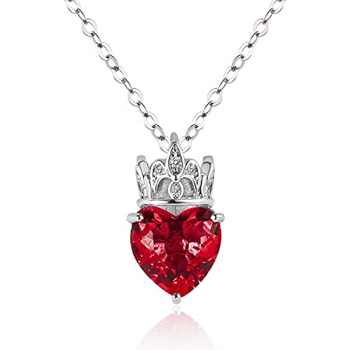 Necklace Queen Niece Jewelry Party Princess For Girls Granddaughter Crystal Women Girl Pendant Crown Gift Teen For Daughter Birthday Necklaces Heart Necklaces & Chains For Women (Red, One Size) #TOP2