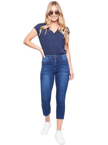 Royalty For Me Womens Women's Vintage High Rise Slim Straight Raw Hem Cropped Flood Jeans4
